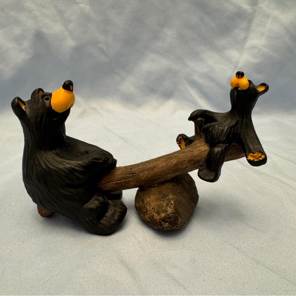 Big Sky Carvers Bearfoots Bear ‘Teeter Totter’ Mini Figurine By Jeff Fleming